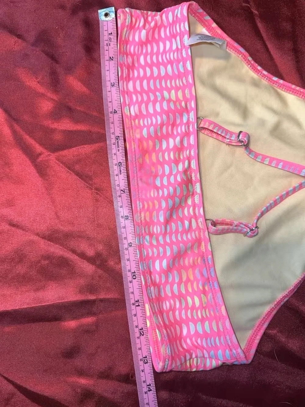 Lands' End Pink and White Patterned Swim Top